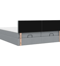 Ottoman-Bett mit Matratzen Hellgrau 200x200 cm Stoff