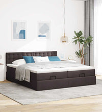 Ottoman-Bett mit Matratzen Dunkelbraun 200x200 cm Stoff
