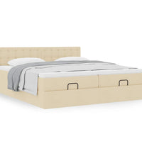 Ottoman-Bett mit Matratzen Creme 200x200 cm Stoff