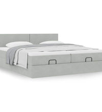 Ottoman-Bett mit Matratzen Hellgrau 160x200 cm Samt
