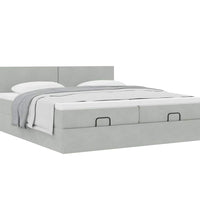Ottoman-Bett mit Matratzen Hellgrau 160x200 cm Samt