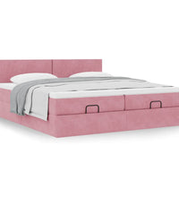 Ottoman-Bett mit Matratzen Rosa 160x200 cm Samt