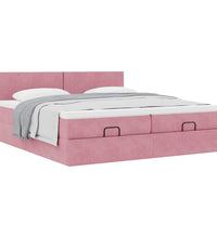Ottoman-Bett mit Matratzen Rosa 160x200 cm Samt