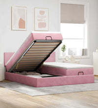 Ottoman-Bett mit Matratzen Rosa 160x200 cm Samt