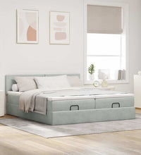 Ottoman-Bett mit Matratzen Hellgrau 180x200 cm Samt