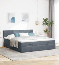 Ottoman-Bett mit Matratzen Dunkelgrau 180x200 cm Samt