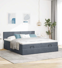 Ottoman-Bett mit Matratzen Dunkelgrau 200x200 cm Samt