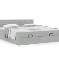 Ottoman-Bett mit Matratzen Hellgrau 160x200 cm Samt