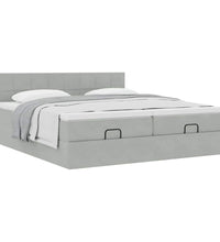 Ottoman-Bett mit Matratzen Hellgrau 160x200 cm Samt