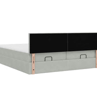 Ottoman-Bett mit Matratzen Hellgrau 160x200 cm Samt