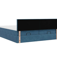 Ottoman-Bett mit Matratzen Dunkelblau 160x200 cm Samt