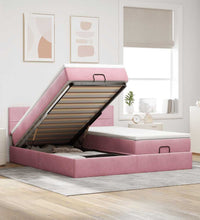 Ottoman-Bett mit Matratzen Rosa 160x200 cm Samt