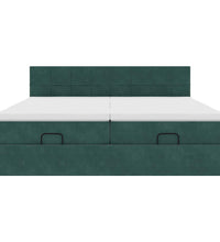 Ottoman-Bett mit Matratzen Dunkelgrün 180x200 cm Samt