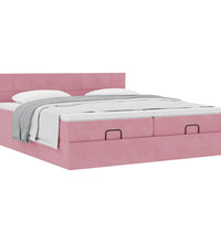 Ottoman-Bett mit Matratzen Rosa 180x200 cm Samt