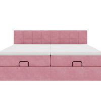Ottoman-Bett mit Matratzen Rosa 180x200 cm Samt