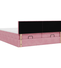 Ottoman-Bett mit Matratzen Rosa 180x200 cm Samt