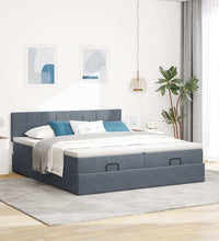 Ottoman-Bett mit Matratzen Dunkelgrau 200x200 cm Samt