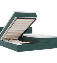 Ottoman-Bett mit Matratzen Dunkelgrün 200x200 cm Samt