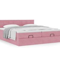 Ottoman-Bett mit Matratzen Rosa 200x200 cm Samt