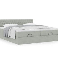 Ottoman-Bett mit Matratzen Hellgrau 160x200 cm Samt