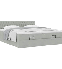 Ottoman-Bett mit Matratzen Hellgrau 160x200 cm Samt
