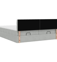 Ottoman-Bett mit Matratzen Hellgrau 160x200 cm Samt