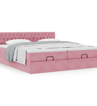 Ottoman-Bett mit Matratzen Rosa 160x200 cm Samt