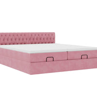 Ottoman-Bett mit Matratzen Rosa 160x200 cm Samt
