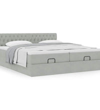Ottoman-Bett mit Matratzen Hellgrau 180x200 cm Samt