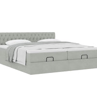 Ottoman-Bett mit Matratzen Hellgrau 180x200 cm Samt