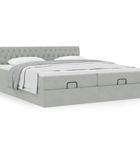 Ottoman-Bett mit Matratzen Hellgrau 200x200 cm Samt