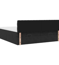 Ottoman-Bett mit Matratzen Schwarz 200x200 cm Samt