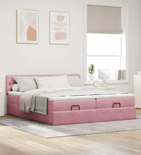 Ottoman-Bett mit Matratzen Rosa 200x200 cm Samt