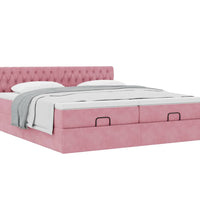 Ottoman-Bett mit Matratzen Rosa 200x200 cm Samt