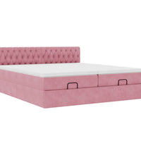 Ottoman-Bett mit Matratzen Rosa 200x200 cm Samt