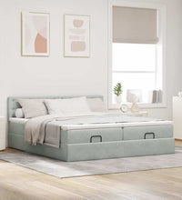 Ottoman-Bett mit Matratzen Hellgrau 160x200 cm Samt
