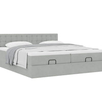 Ottoman-Bett mit Matratzen Hellgrau 160x200 cm Samt