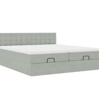 Ottoman-Bett mit Matratzen Hellgrau 160x200 cm Samt