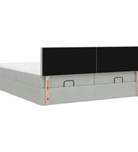 Ottoman-Bett mit Matratzen Hellgrau 160x200 cm Samt