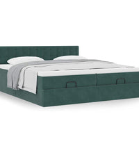 Ottoman-Bett mit Matratzen Dunkelgrün 160x200 cm Samt