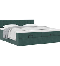 Ottoman-Bett mit Matratzen Dunkelgrün 160x200 cm Samt