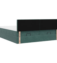 Ottoman-Bett mit Matratzen Dunkelgrün 160x200 cm Samt