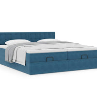 Ottoman-Bett mit Matratzen Dunkelblau 160x200 cm Samt