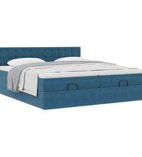 Ottoman-Bett mit Matratzen Dunkelblau 160x200 cm Samt