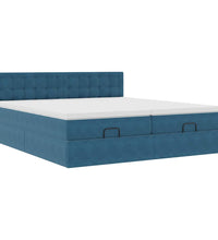 Ottoman-Bett mit Matratzen Dunkelblau 160x200 cm Samt