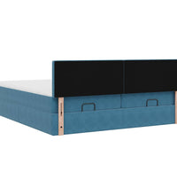 Ottoman-Bett mit Matratzen Dunkelblau 160x200 cm Samt