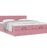 Ottoman-Bett mit Matratzen Rosa 160x200 cm Samt