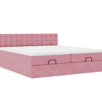 Ottoman-Bett mit Matratzen Rosa 160x200 cm Samt