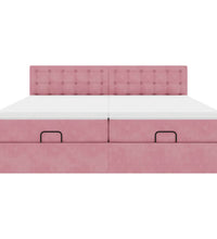 Ottoman-Bett mit Matratzen Rosa 160x200 cm Samt
