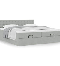 Ottoman-Bett mit Matratzen Hellgrau 180x200 cm Samt